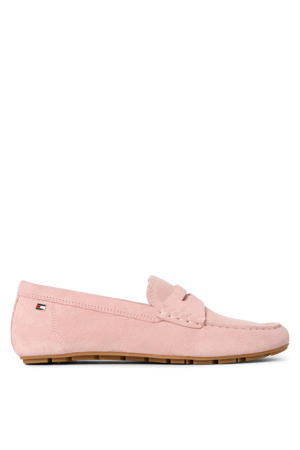 suède mocassins lichtroze