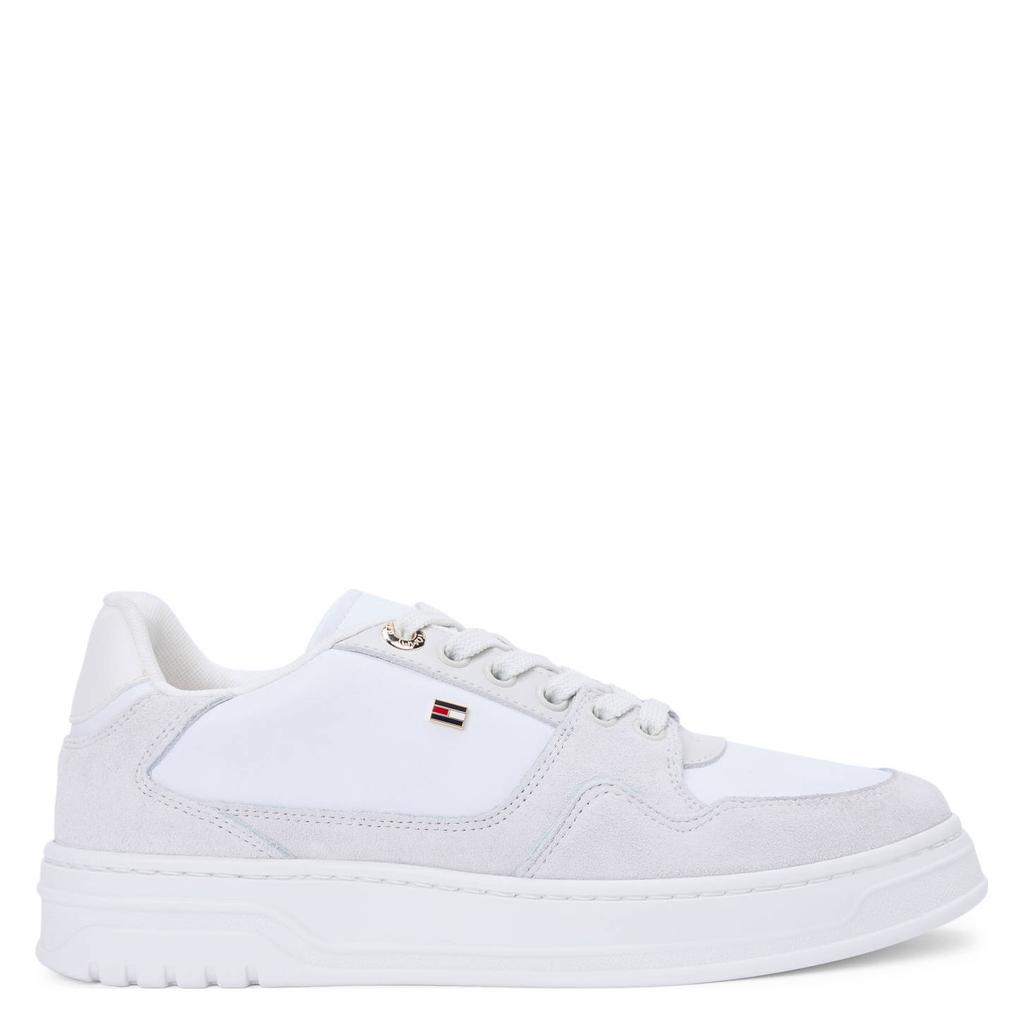 Witte dames Tommy Hilfiger leren sneakers met veters