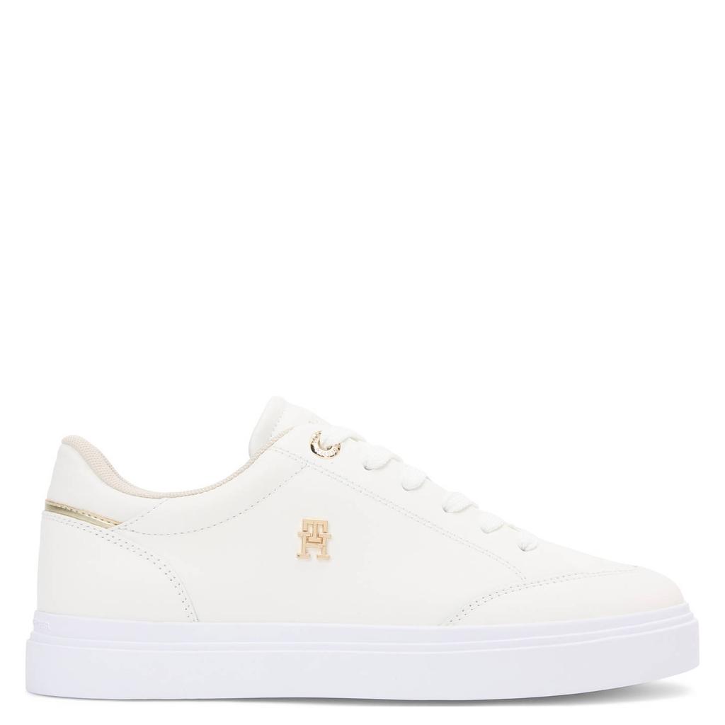 Witte dames Tommy Hilfiger leren sneakers met veters