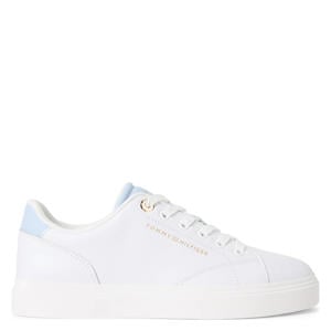 leren sneakers wit/lichtblauw