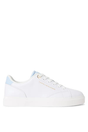 leren sneakers wit/lichtblauw