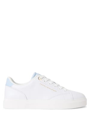 leren sneakers wit/lichtblauw