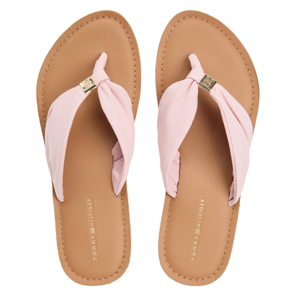 Lichtroze dames Tommy Hilfiger teenslippers van 100% hennep