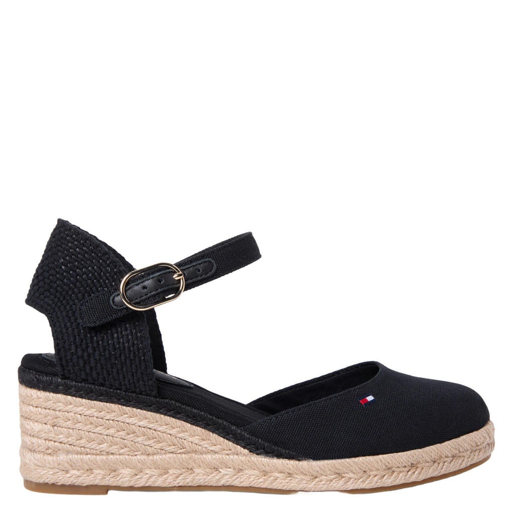 Zwarte dames Tommy Hilfiger espadrilles van canvas