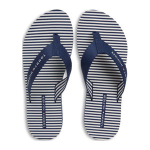 gestreepte teenslippers donkerblauw