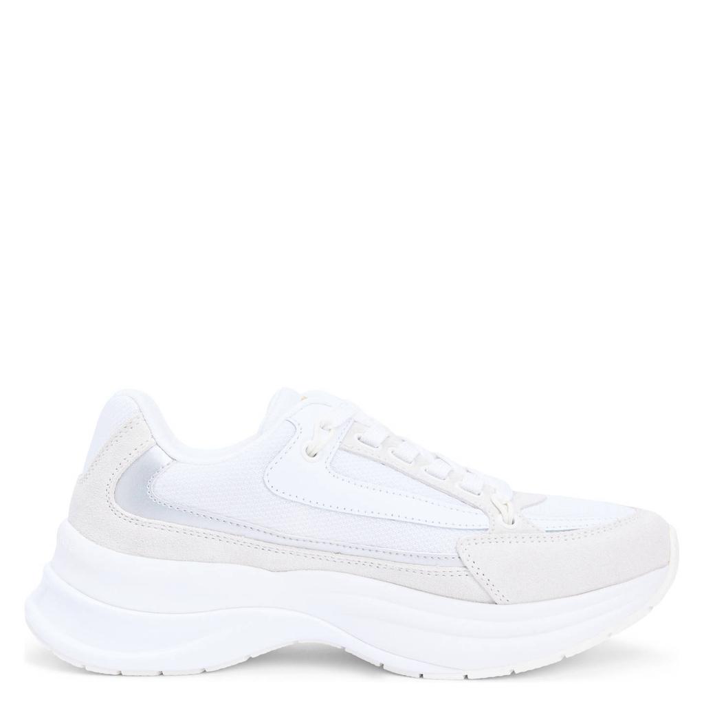 Witte dames Tommy Hilfiger chunky suède sneakers met veters