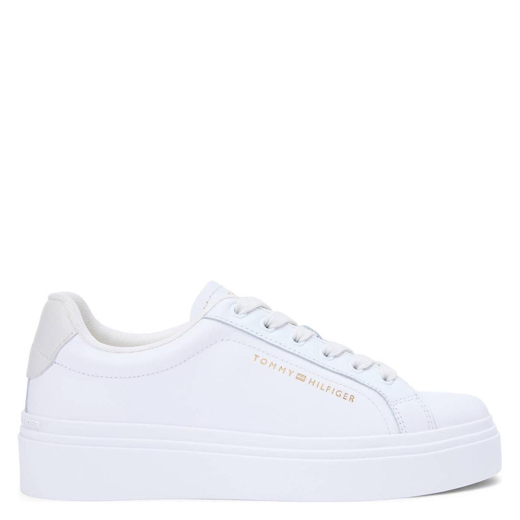 Witte dames Tommy Hilfiger leren sneakers met veters