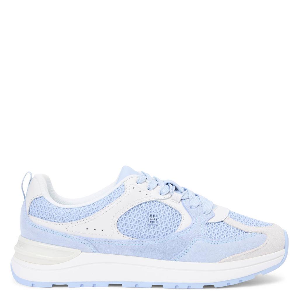 Lichtblauwe dames Tommy Hilfiger leren sneakers met veters