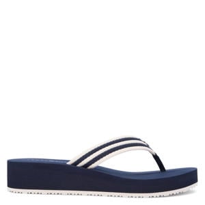 gestreepte teenslippers donkerblauw