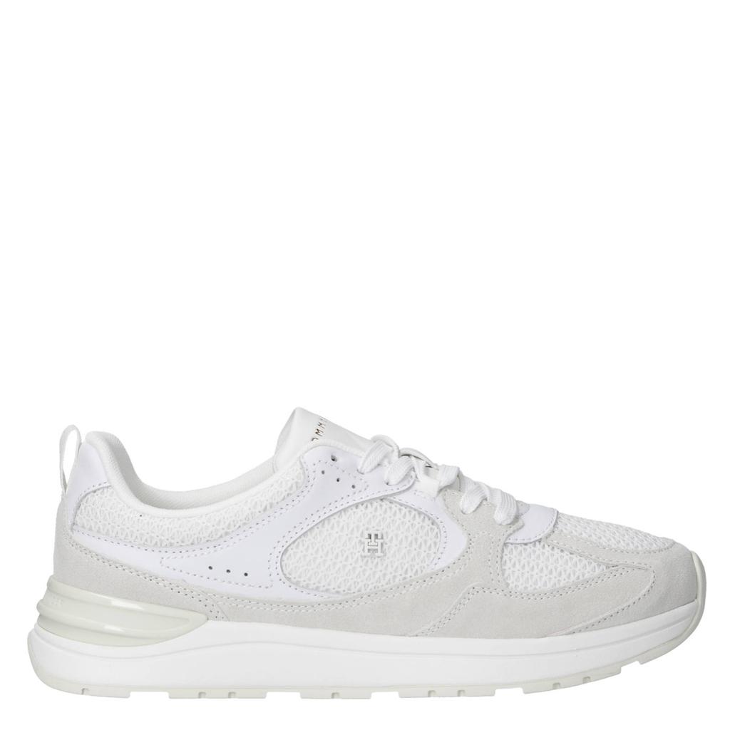 Witte dames Tommy Hilfiger leren sneakers met veters