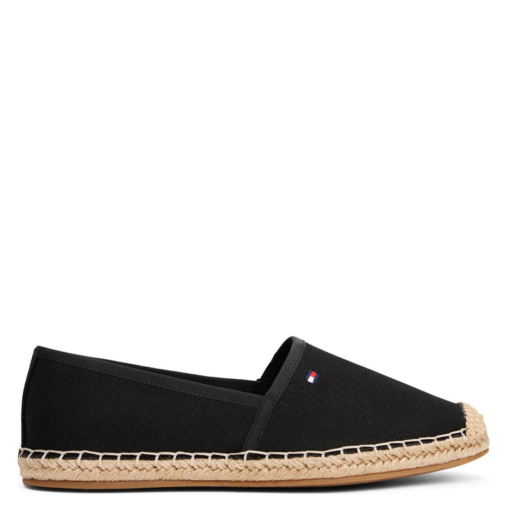 Zwarte dames Tommy Hilfiger espadrilles van textiel