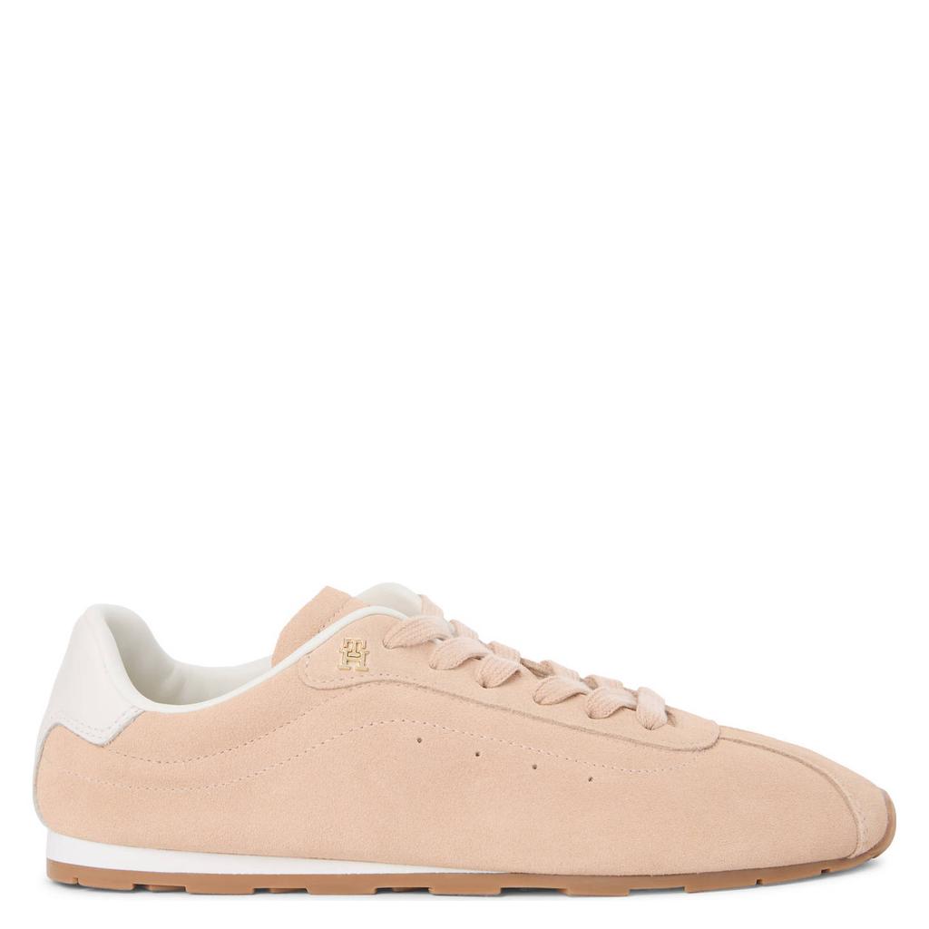 Lichtroze dames Tommy Hilfiger suède sneakers met veters