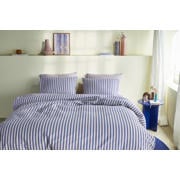 thumbnail: Beddinghouse katoenen gestreepte lits-jumeaux dekbedovertrek 240x220 cm - blauw
