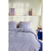 thumbnail: Beddinghouse katoenen gestreepte lits-jumeaux dekbedovertrek 240x220 cm - blauw