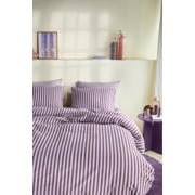 thumbnail: Beddinghouse Veya katoenen gestreepte 1-persoons dekbedovertrek 140x220 cm - mauve