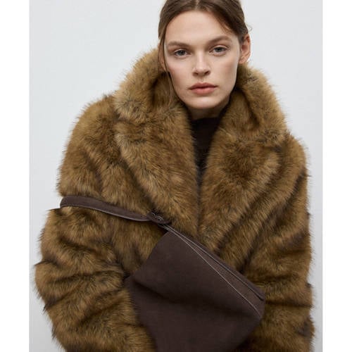 Mango suede shopper donkerbruin afbeelding