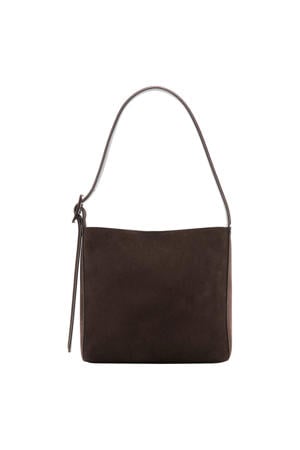 suede shopper donkerbruin