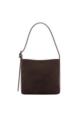 suede shopper donkerbruin