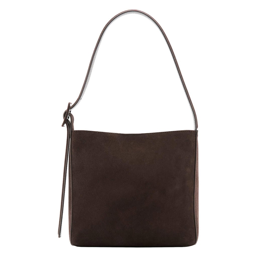 Mango suede shopper donkerbruin