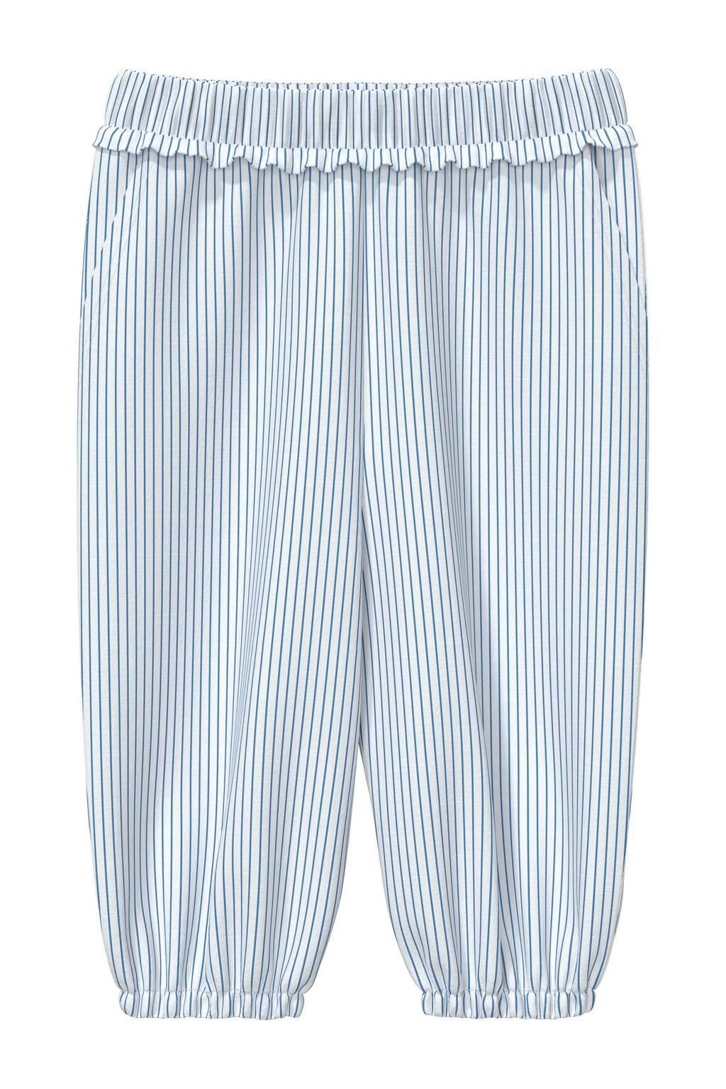 Lichtblauwe meisjes s.Oliver gestreepte casual broek van katoen met elastische tailleband
