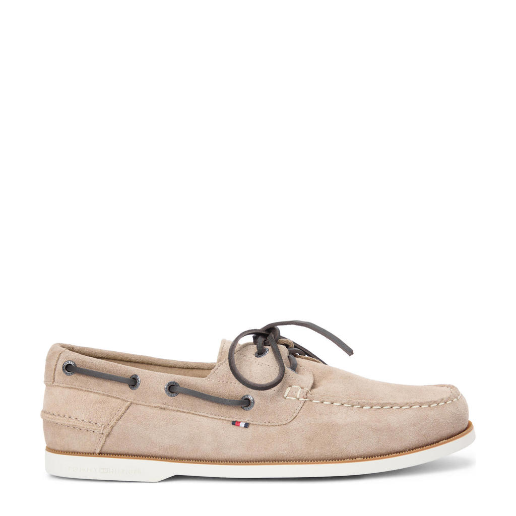 Beige heren Tommy Hilfiger suède bootschoenen met veters