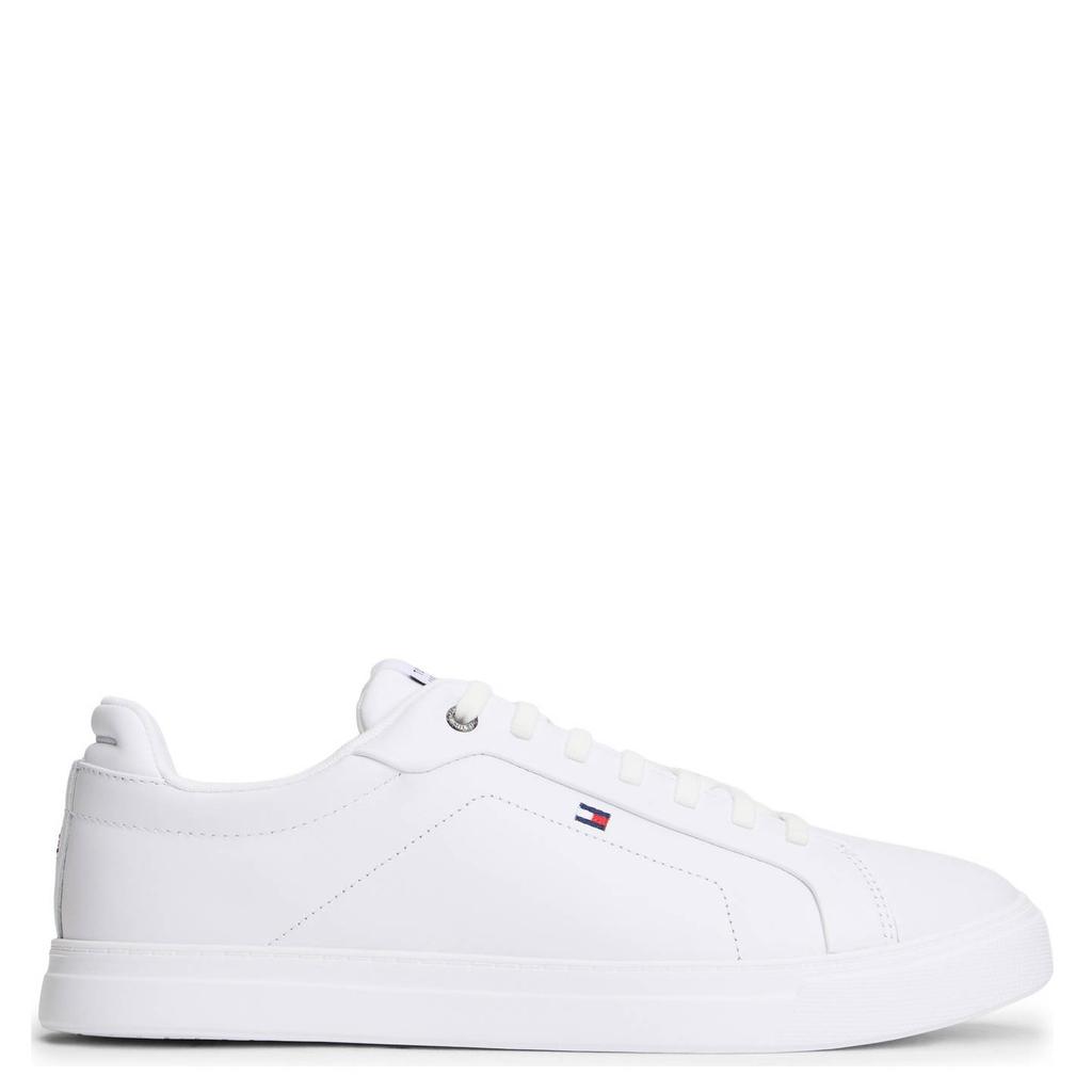 Witte heren Tommy Hilfiger leren sneakers met veters