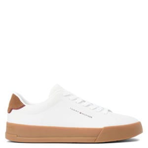 leren sneakers wit/camel