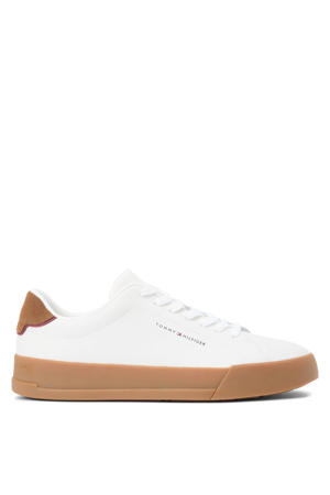 leren sneakers wit/camel