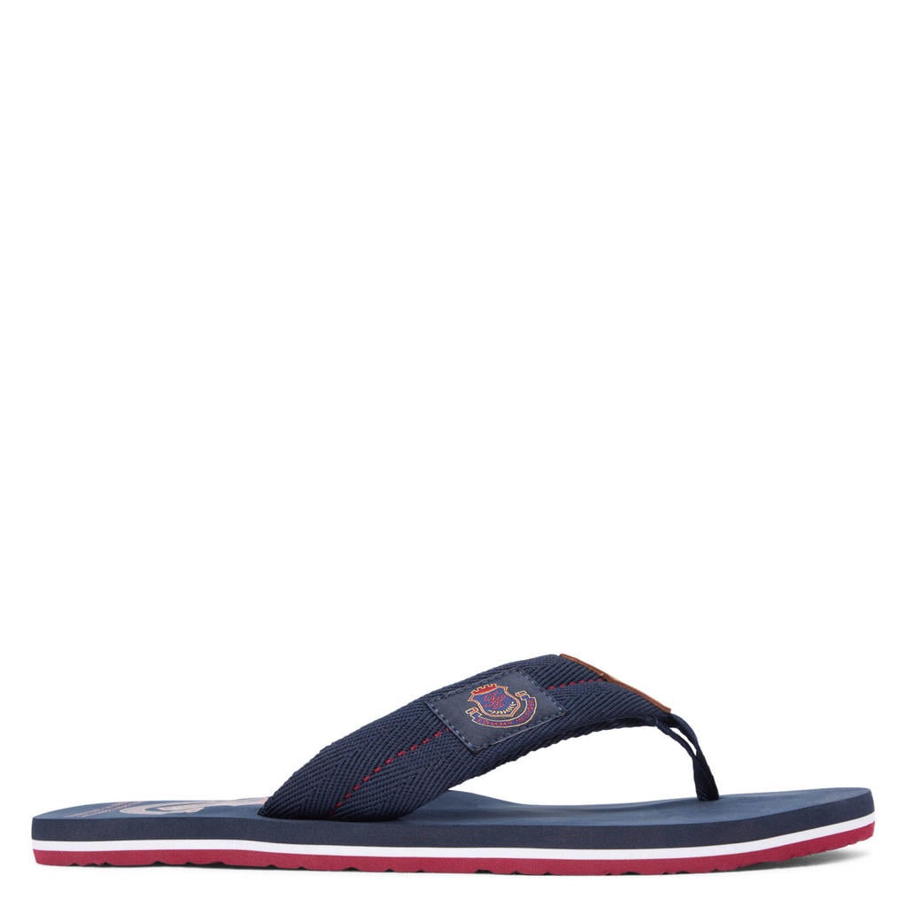Donkerblauwe heren Tommy Hilfiger teenslippers van polyester
