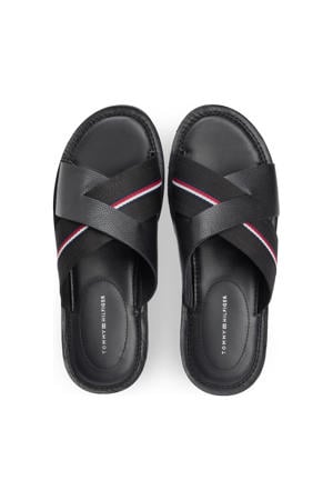 leren slippers zwart