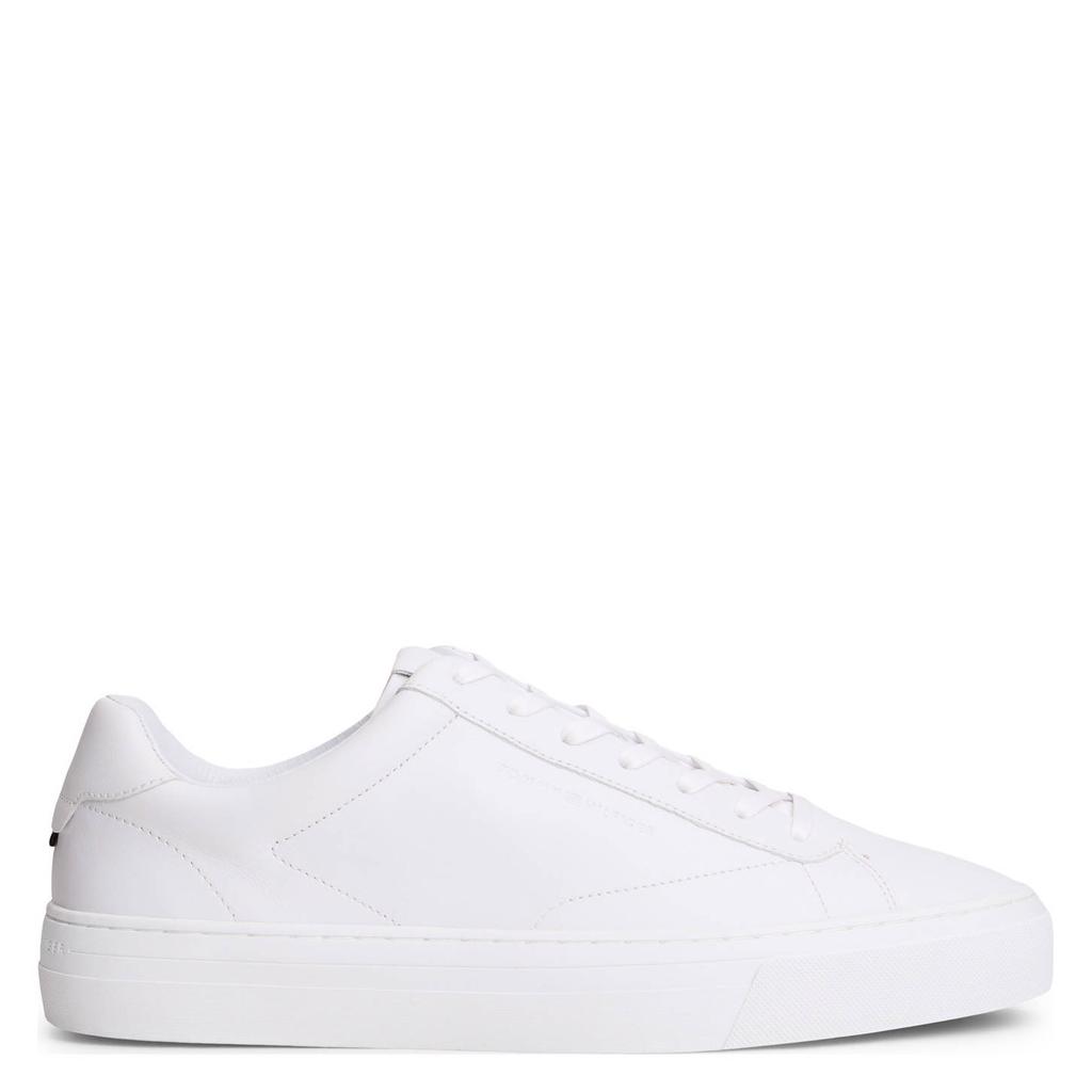 Witte heren Tommy Hilfiger leren sneakers met veters