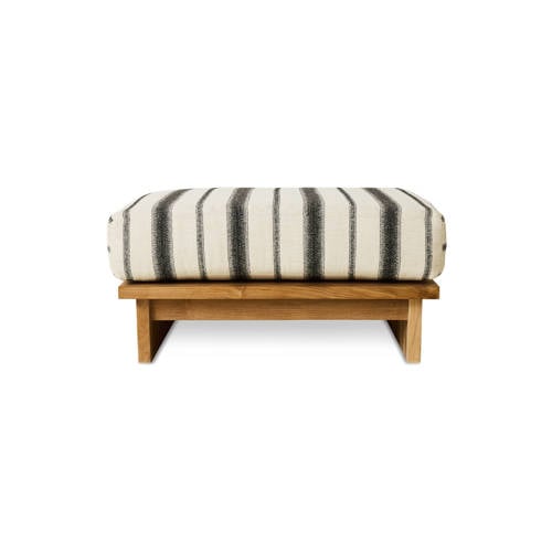 HKLIVING hocker outdoor teak (chalkstripe) afbeelding