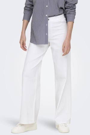 wide leg high waist casual broek wit