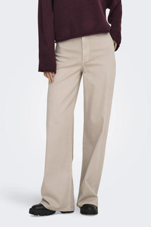 wide leg high waist casual broek taupe