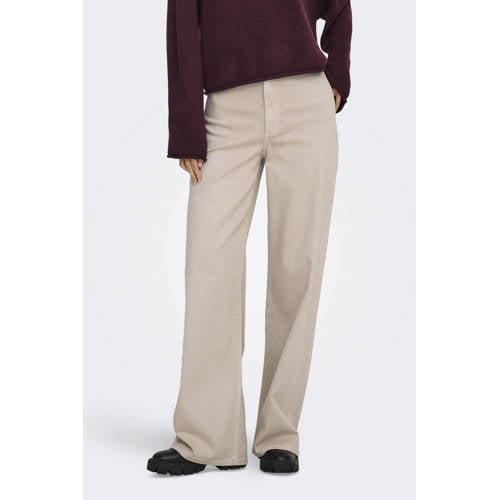 JDY wide leg high waist casual broek taupe afbeelding