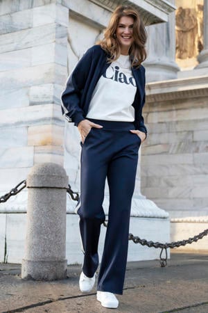 straight regular waist gestreepte casual broek donkerblauw