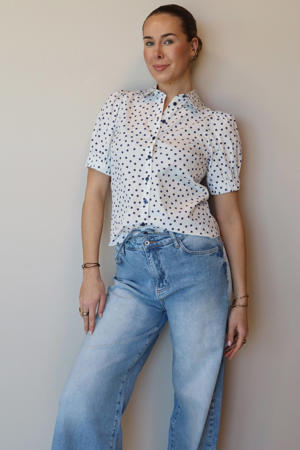 blouse met stippen wit