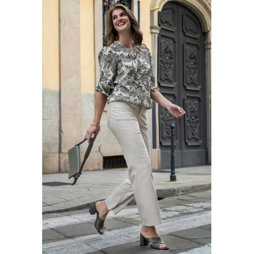 Elvira Collections gebloemde blousetop ecru afbeelding