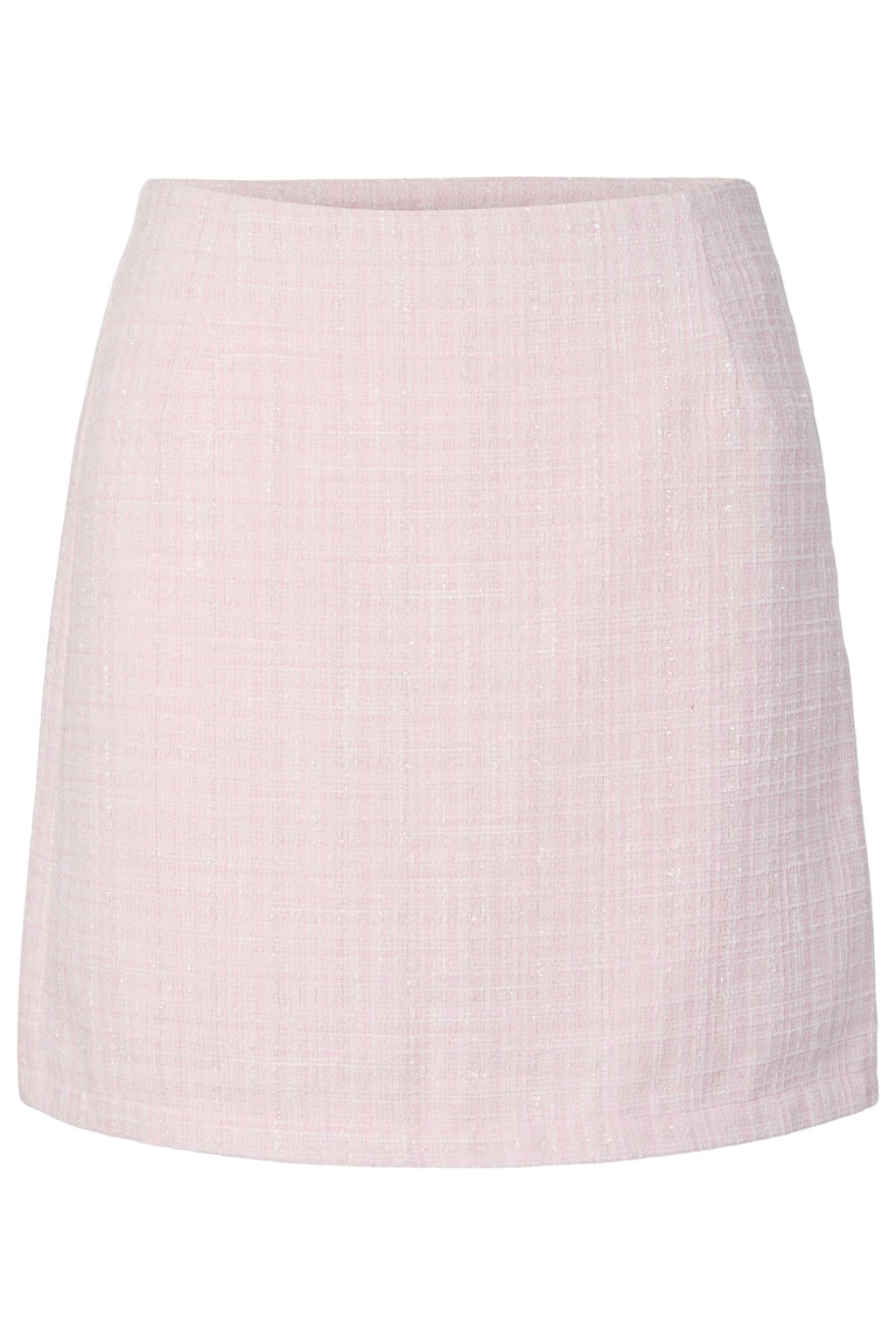 Lichtroze dames YAS tweed korte rok voorzien van ritssluiting