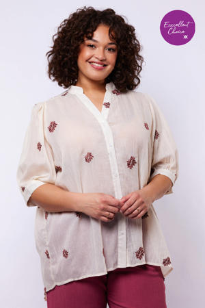 gebloemde blouse ecru