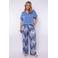 Exxcellent wide leg high waist casual broek blauw
