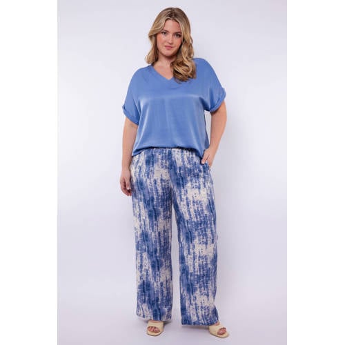 Exxcellent wide leg high waist casual broek blauw afbeelding