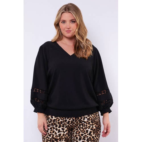 Exxcellent blousetop zwart broderie afbeelding