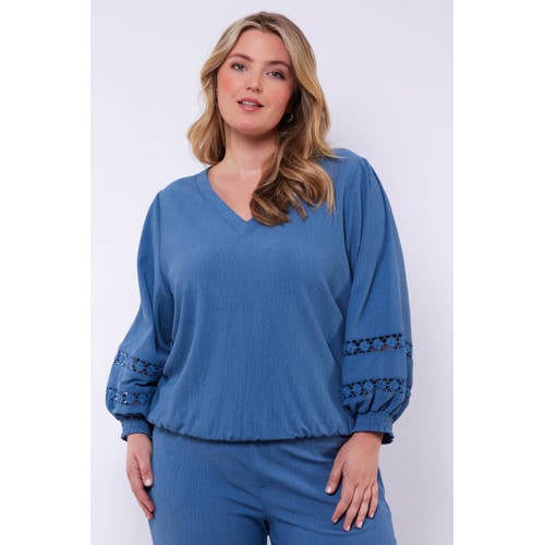 Exxcellent blousetop blauw broderie afbeelding