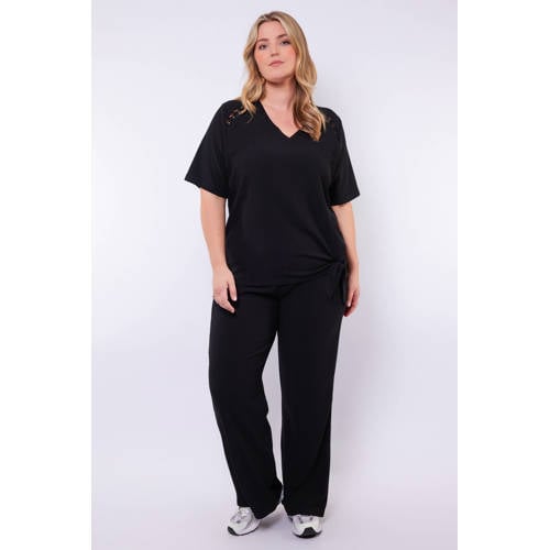 Exxcellent wide leg high waist casual broek zwart afbeelding