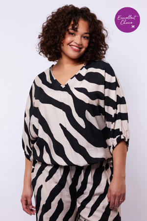 gestreepte blousetop zwart