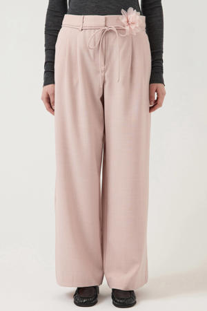 wide leg regular waist casual broek lichtroze