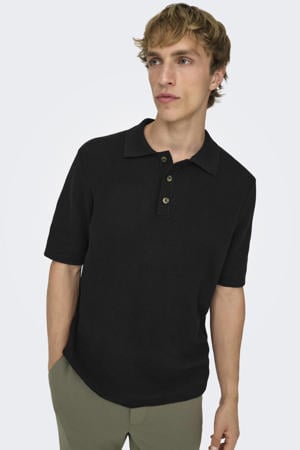 regular polo gebreid zwart