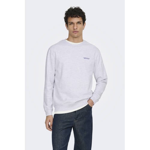 ONLY & SONS sweater met backprint lichtgrijs afbeelding