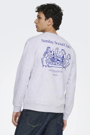 sweater met backprint lichtgrijs